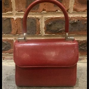 COPY - Judith Leiber Deep Red Lizard Top Handle H…